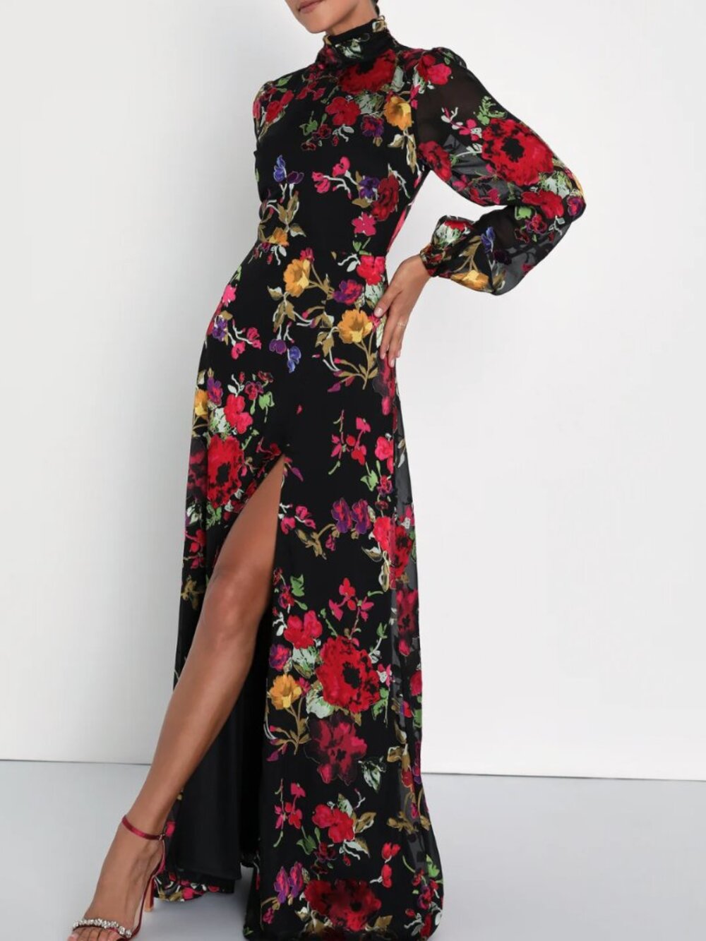 Black Floral Backless Maxi Dress | Lulus